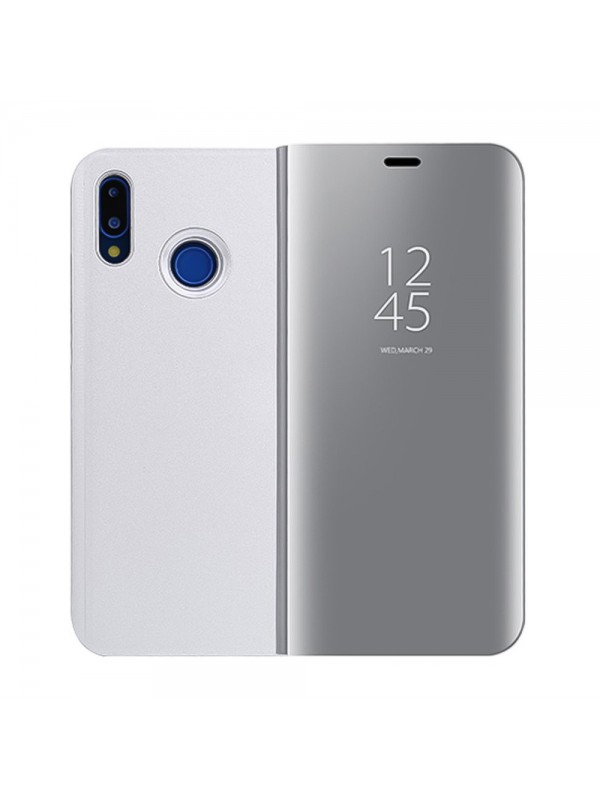 Huawei P20 Lite Clear View Flip Cover Standlı Kılıf Silver