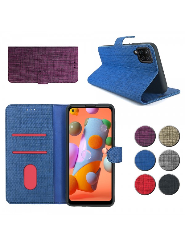 Huawei P40 Lite Kılıf FitCase Fabric Kapaklı Cüzdanlı