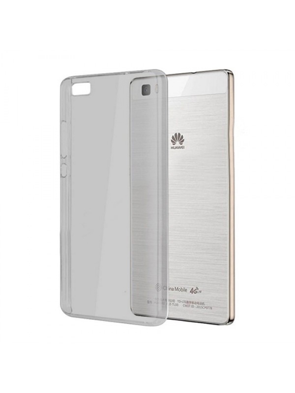 Huawei P8 Kılıf Soft Silikon Şeffaf-Siyah Arka Kapak