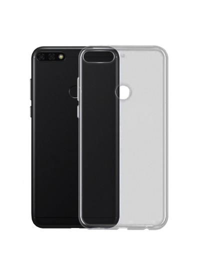 Huawei Y7 2018 Kılıf Soft Silikon Şeffaf-Siyah Arka Kapak