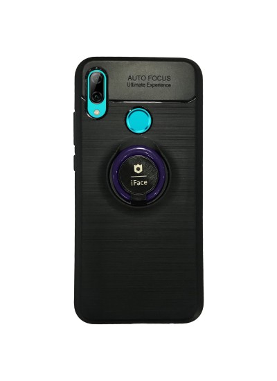 Huawei Y7 2019 - New iFace Yüzük Tutuculu Arka Kapak Halka-Mor