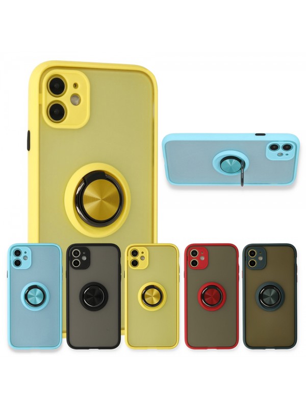 iPhone 11 Kılıf Montrea Ring Yüzük Stantlı Kapak…