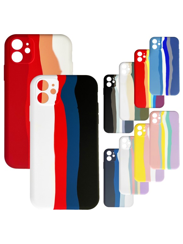 iPhone 11 Kılıf Rainbow Renkli Kamera Korumalı Lansman Silikon Kapak…