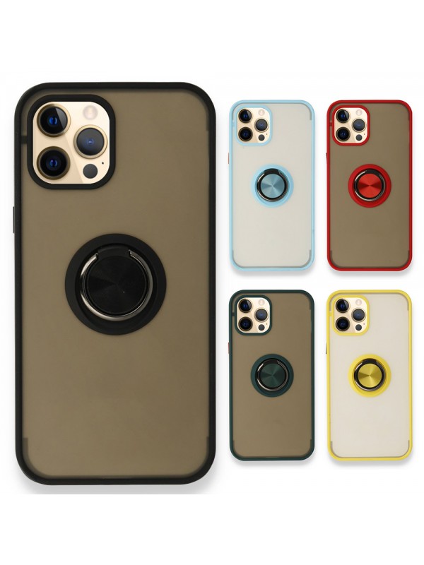 iPhone 12 / 12 Pro Kılıf Montrea Ring Yüzük Stantlı Kapak…