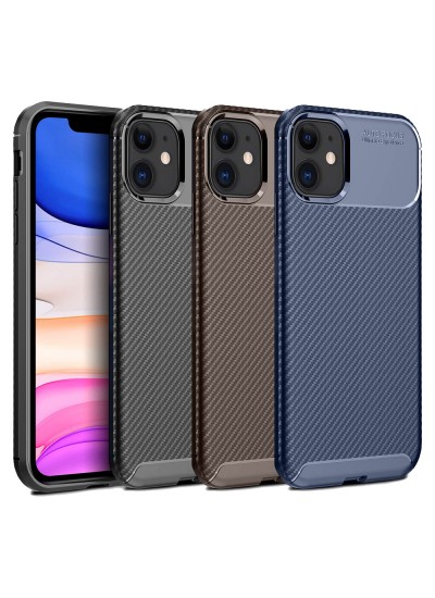 iPhone 12 Mini Kılıf Focus Carbon Desen Silikon Arka Kapak