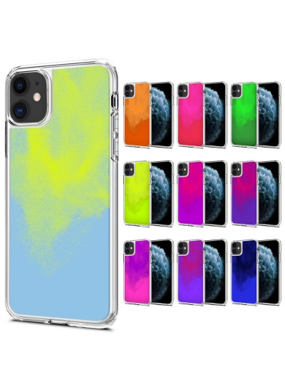 iPhone 12 Mini Kılıf Neon Likit Silikon Arka Kapak