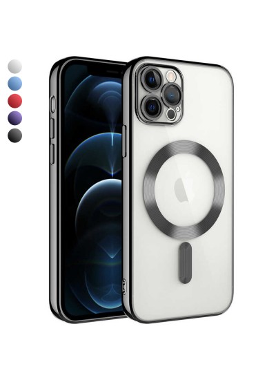 iPhone 12 Pro Max Kılıf Magsafe Özellikli Metal Lazer Silikon Kapak
