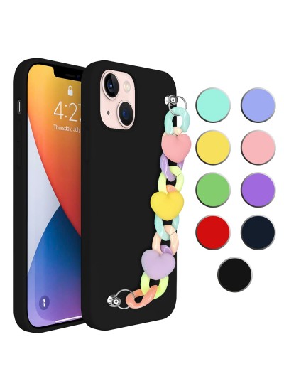 iPhone 13 Mini Kılıf Renkli Zincir Aksesuarlı Silikon Kapak