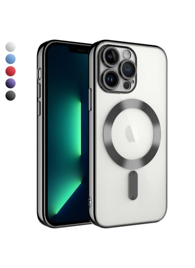 iPhone 13 Pro Max Kılıf Magsafe Özellikli Metal Lazer Silikon Kapak