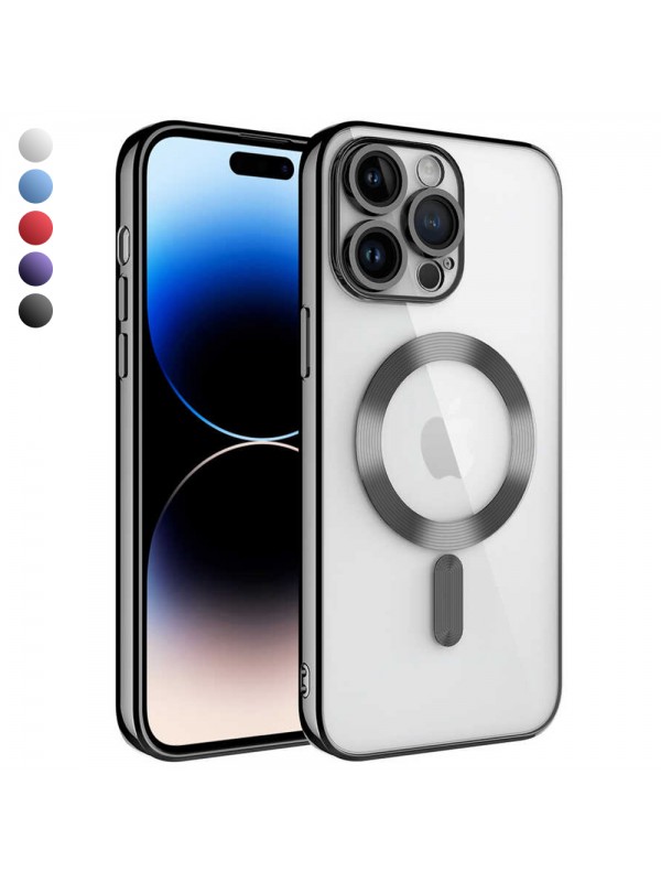 iPhone 14 Pro Max Kılıf Magsafe Özellikli Metal Lazer Silikon Kapak
