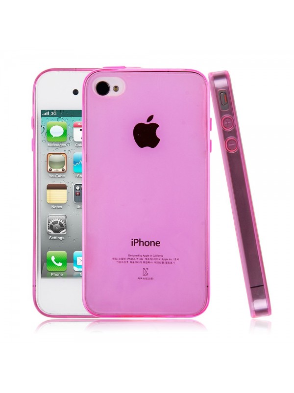 iPhone 4/4s Kılıf Soft Silikon Şeffaf-Pembe Arka Kapak…