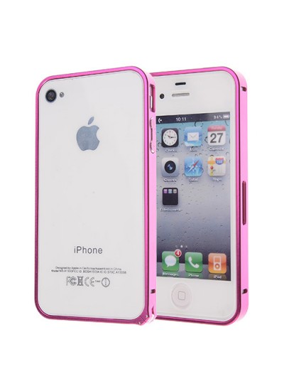 iPhone 4s 0,7mm Metal Bumper Çerçeve Kılıf Pembe