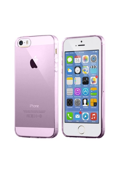 iPhone 5/5s Kılıf Soft Silikon Şeffaf-Pembe Arka Kapak