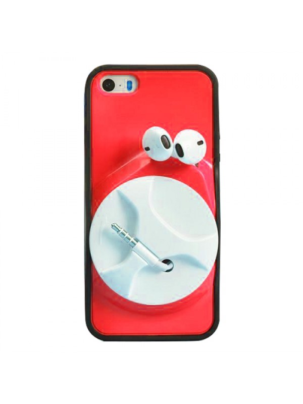 iPhone 5-5s-SE Kulaklık Makaralı Arka Kapak Kırmızı…