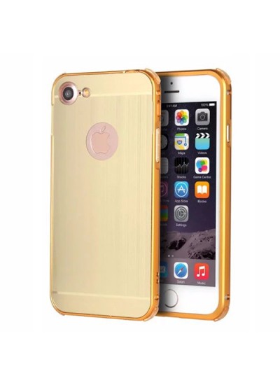 iPhone 6 Plus 0,7 mm Metal Bumper Arka Koruma Kapaklı Gold