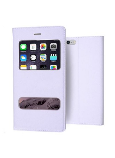 iPhone 6 Plus Gizli Mıknatıslı Pencereli Kılıf Beyaz