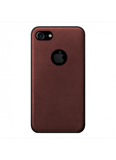 iPhone 7-8 360 Derece Slim Premium Deri Görünümlü Silikon Kılıf Kahve