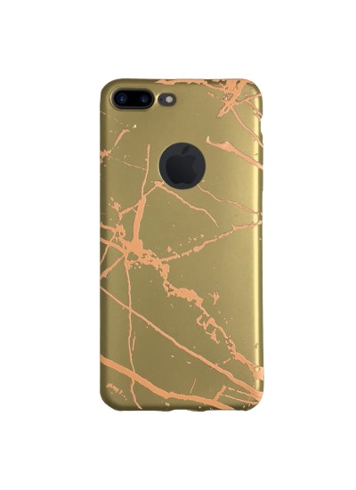 iPhone 7-8 Plus Fırça Desen Silikon Arka Kapak Gold