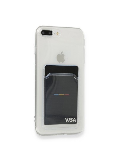 iPhone 7 Plus / 8 Plus Kılıf Cardy Şeffaf Kartlık Cepli Kapak