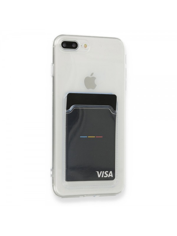 iPhone 7 Plus / 8 Plus Kılıf Cardy Şeffaf Kartlık Cepli Kapak…