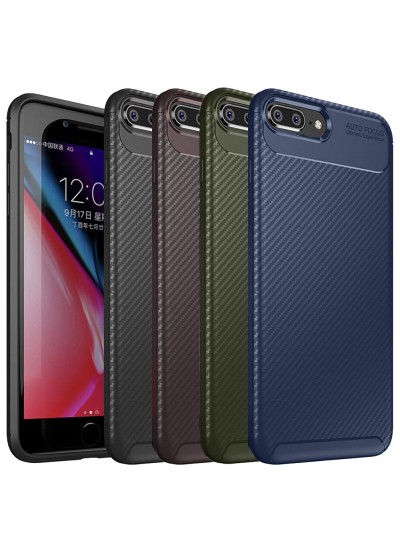 iPhone 7 Plus / 8 Plus Kılıf Focus Carbon Desen Silikon Arka Kapak