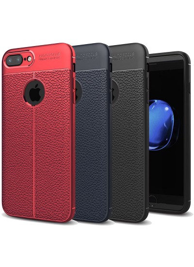 iPhone 7 Plus / 8 Plus Kılıf Focus Deri Desen Silikon Arka Kapak