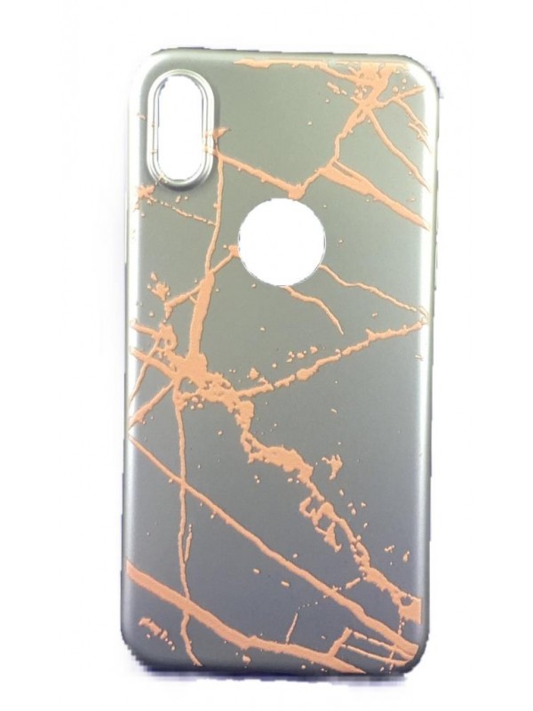 iPhone X/XS Fırça Desen Silikon Arka Kapak Gold…