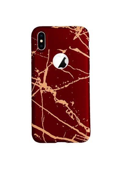 iPhone X/XS Fırça Desen Silikon Arka Kapak Kırmızı