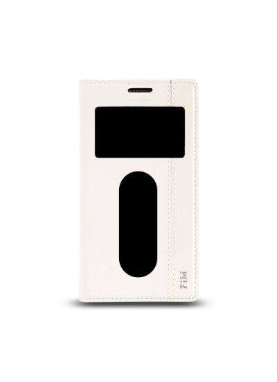 Lenovo Vibe P1M - Gizli Mıknatıslı Pencereli Magnum Kılıf Beyaz