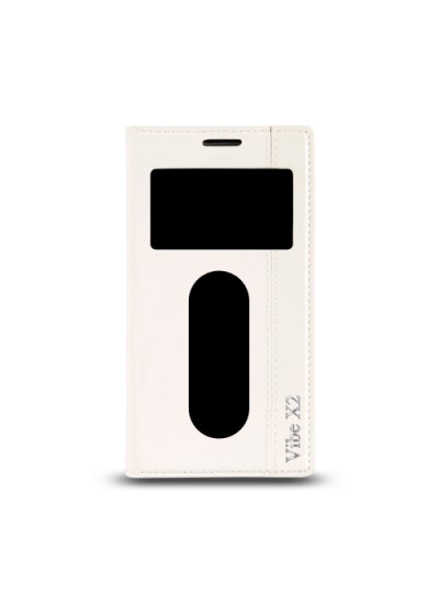 Lenovo Vibe X2 - Gizli Mıknatıslı Pencereli Magnum Kılıf Beyaz