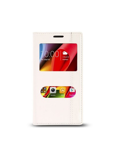 LG G3 BEAT(Mini) Gizli Mıknatıslı Pencereli Magnum Kılıf Beyaz