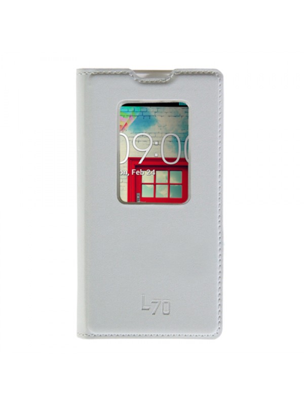 LG L70 D320 S View Dikişli Deri Pencereli Uyku Modlu Kılıf Beyaz…