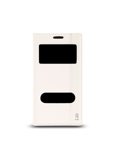 LG L80 Gizli Mıknatıslı Pencereli Magnum Kılıf Beyaz