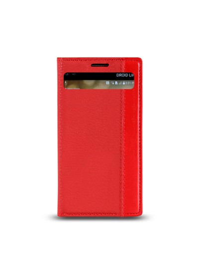 LG V10 Gizli Mıknatıslı Pencereli Magnum Kılıf Kırmızı