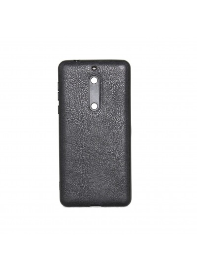 Nokia 5 360 Derece Slim Premium Deri Görünümlü Silikon Kılıf Siyah