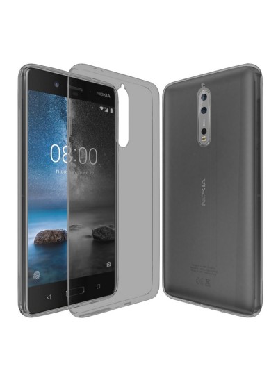 Nokia 8 Kılıf Soft Silikon Şeffaf-Siyah Arka Kapak