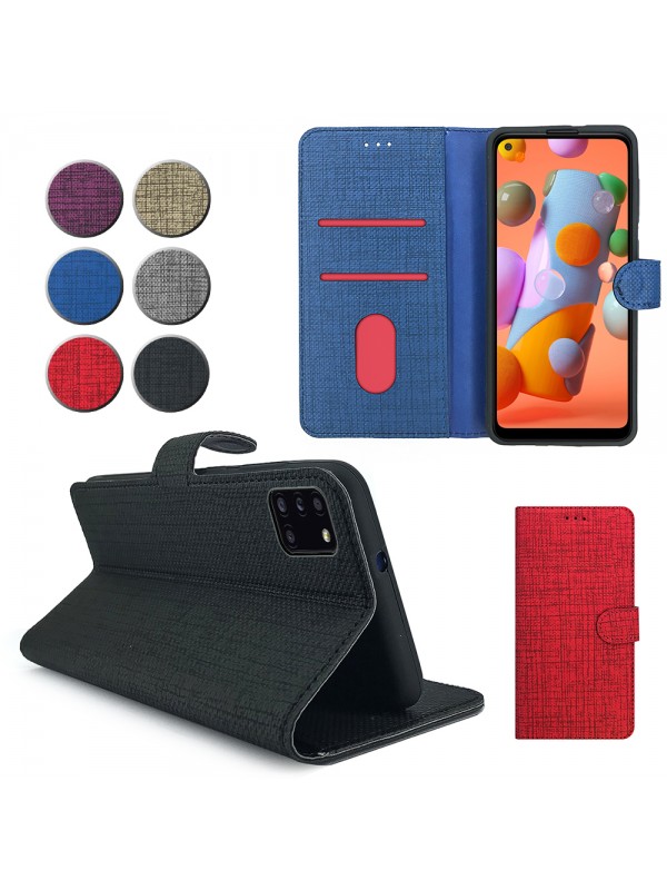 Oppo A52 / A72 Kılıf FitCase Fabric Kapaklı Cüzdanlı…