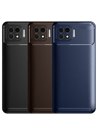 Oppo Reno4 Lite Kılıf Focus Carbon Desen Silikon Arka Kapak