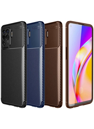 Oppo Reno5 Lite Kılıf Focus Carbon Desen Silikon Arka Kapak