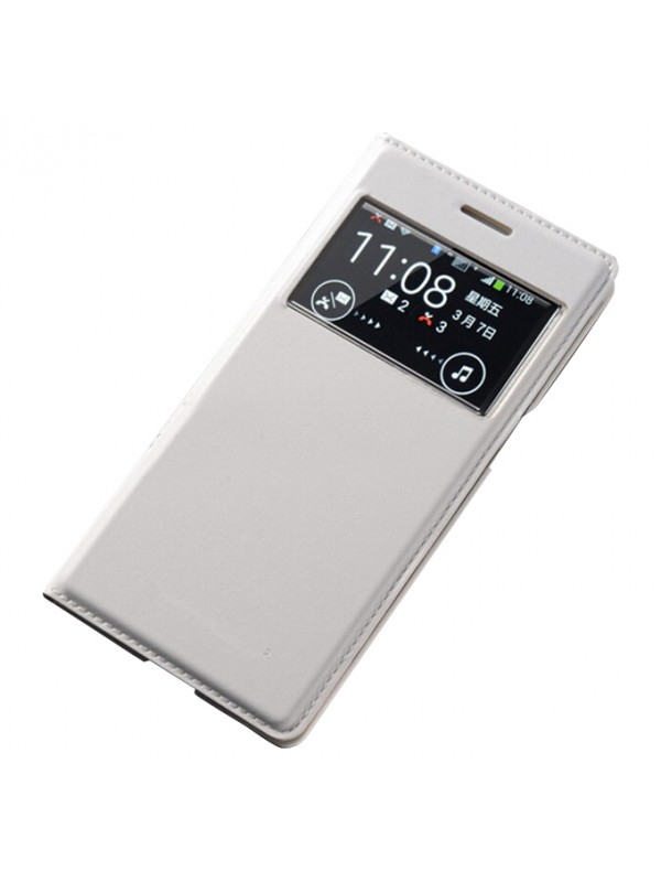 Samsung G7100 Galaxy Grand 2 S View Dikişli Deri Pencereli Kılıf Beyaz…