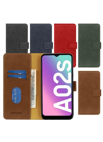 Samsung Galaxy A02s Kılıf Kroko Desen Kapaklı Cüzdanlı