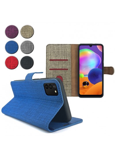 Samsung Galaxy A03s Kılıf FitCase Fabric Kapaklı Cüzdanlı