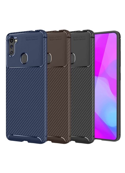 Samsung Galaxy A11 (A115) Kılıf Focus Carbon Desen Silikon Arka Kapak