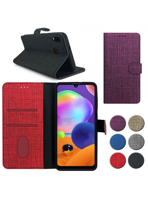 Samsung Galaxy A20 (A205) Kılıf FitCase Fabric Kapaklı Cüzdanlı…