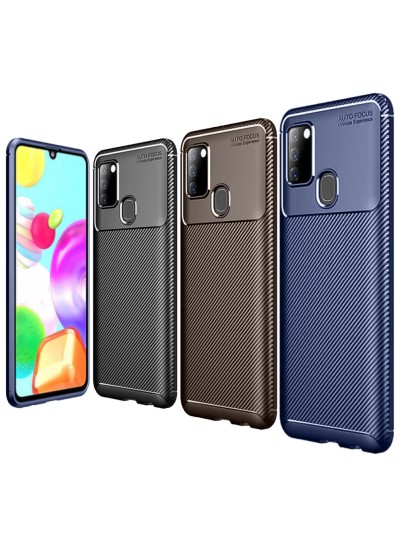 Samsung Galaxy A21s Kılıf Focus Carbon Desen Silikon Arka Kapak