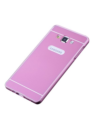Samsung Galaxy A3 0,7 mm Metal Bumper Arka Koruma Kapaklı Pembe