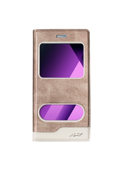 Samsung Galaxy A3 2017 (A320) Gizli Mıknatıslı Pencereli Magnum Kılıf Gold