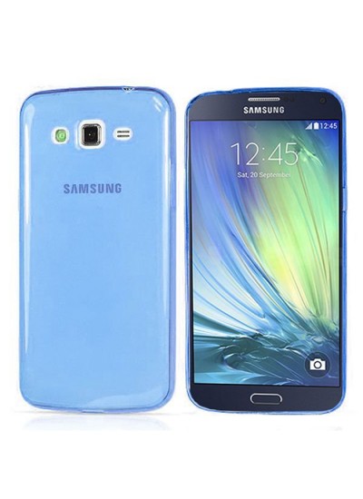 Samsung Galaxy A3 (A300) Kılıf Soft Silikon Şeffaf-Mavi Arka Kapak