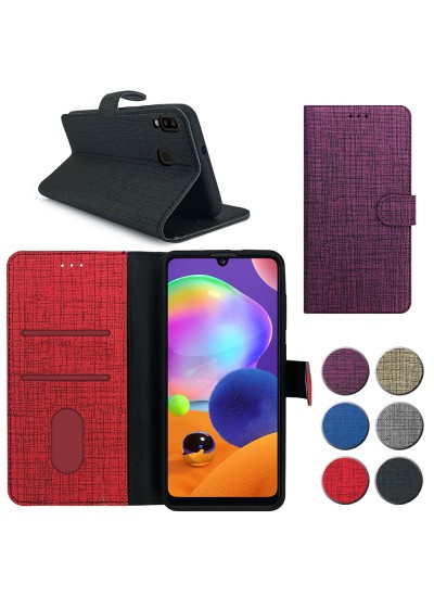 Samsung Galaxy A30 (A305) Kılıf FitCase Fabric Kapaklı Cüzdanlı