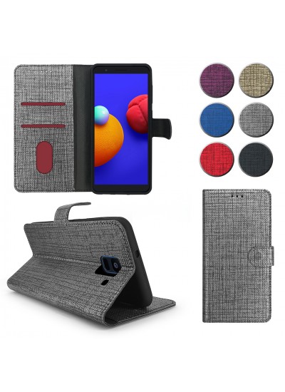 Samsung Galaxy A6 (A600) Kılıf FitCase Fabric Kapaklı Cüzdanlı